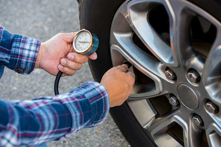 Checking tire pressure