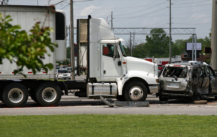 tractor trailer rear ending SUV