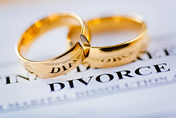 Rings over the word divorce
