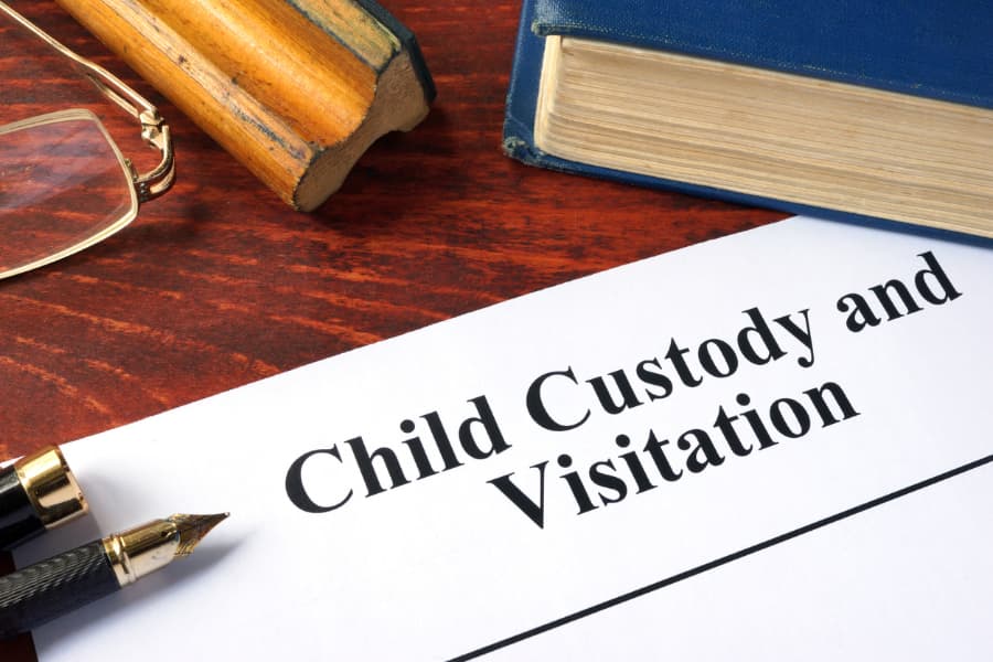Close-up of child custody and visitation court document