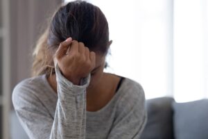 Close-up of suffering woman 